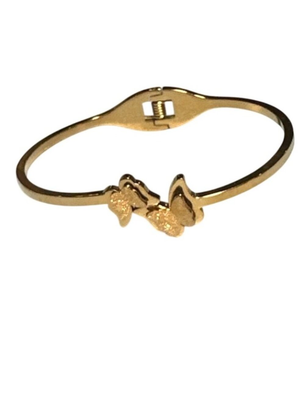Vintage Butterfly Hinged Cuff Bracelet Gold Tone Womens Costume Jewelry - Picture 4 of 6